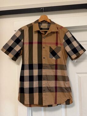 Burberry Summerton Check Print Shirt Mens Short Sleeve Button Down Designer